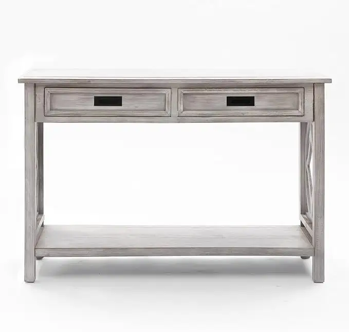 Country Cottage Gray Wood 2-Drawer 1-SHELF Console và bảng nhập cảnh