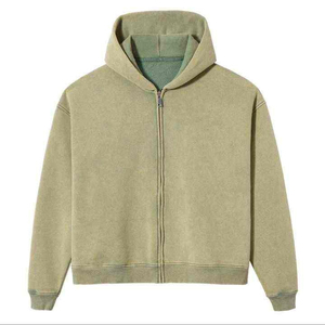 Deportes al por mayor de alta calidad logotipo personalizado lavado ácido Zip up Hoodie Sun Faded Vintage Hoodies lavado ácido Sudadera con capucha para hombres - Product Image 5