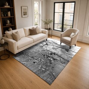 <b>RUGS</b> DEPOT LXDP-0311 Wholesale <b>Charcoal</b> <b>Grey</b> Ethnic Kilim Digital Printed Machine Washable Chenille Area <b>Rug</b> Non Slip - Product Image 2