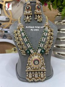 Ensemble de mariée Kundan artisanal exquis avec collier et boucles d'oreilles Bijoux en laiton pour les mariages Occasions festives - Product Image 2