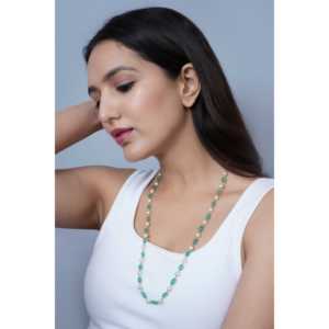 Small Bohemian Style Sea Green <b>Pearl</b> Beaded <b>Necklace</b> Classic Religious Trendy <b>Gold</b> Plated Alloy Chain for Party or Gift - Product Image 4