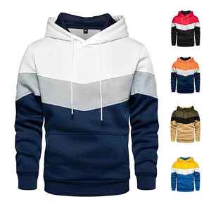 Ropa deportiva informal para hombre, Sudadera con capucha térmica de lana, Otoño Invierno, negro, 100% algodón, liso, teñido, moda urbana, diseño de retazos - Product Image 6