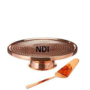 Soporte para Pastel de Metal con Diseño Martillado y Forma Personalizada, Acabado en Cobre, con Cuchara, para Hogar, Hotel y Bodas - Product Image 1