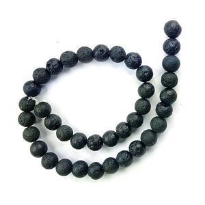 Perles en pierre de lave naturelle 10 mm rondes, perles volcaniques en vrac pour la fabrication de bijoux, la mise à la terre et l'aromathérapie (35-40 pièces) - Product Image 1
