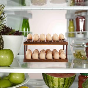 Un porte-oeufs en bois à double couche, plateau à oeufs en bois peut contenir 36 oeufs frais, plateau à oeufs farcis stockage d'oeufs pour oeufs frais, cuisine - Product Image 3