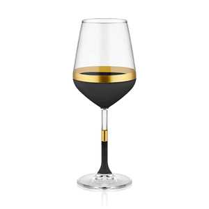 Ensemble de 6 verres à vin en plastique noir et or brillant - Product Image 2