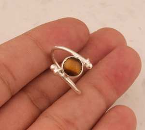 Excelente anillo de ojo de tigre Natural Chapado en plata de ley 925, anillo de 9mm, joyería de moda hecha a mano, joyería de moda para mujer - Product Image 1