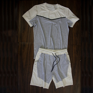 Chándales de gimnasio de algodón de 260g de alta calidad para hombre, logotipo personalizado impreso, conjunto de pantalones cortos de talla grande de dos piezas, verano, ecológico, liso en blanco - Product Image 3