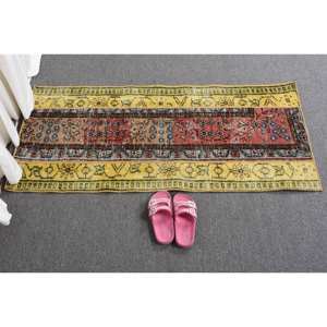 Vintage Turkish Rug 19' X 41' Yellow & <b>Red</b> Classic Hallway Pattern Flat Weave Living Room Carpet for Living Room Decorations - Product Image 5