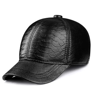 Nuevos sombreros para hombres y mujeres primavera otoño cuero genuino patrón de serpiente gorra de béisbol Unisex ajustable con visera - Product Image 3