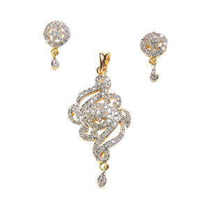 Tip Top Fashions 1202114 Ensemble de bijoux fins AD Stone Pendentif plaqué or - Product Image 1