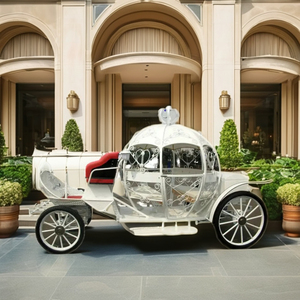 Chariot de princesse électrique et traîné par des chevaux, calèche citrouille pour mariages et fêtes - Product Image 2