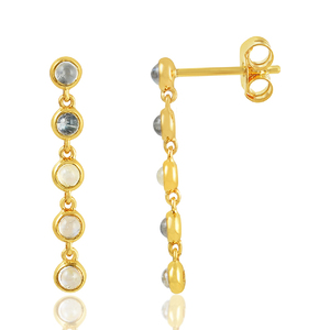 Pendientes colgantes de plata 925 chapados en oro para mujer, colgante de doble cuerda con amatista y piedra multicolor, accesorios de moda - Product Image 3