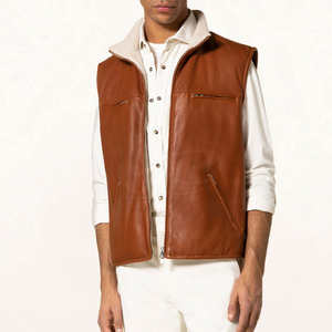 Chaleco de Cuero para Hombre, Resistente al Viento, con Botones de Cuerno, para Producción al por Mayor con Etiqueta Privada OEM - Product Image 2