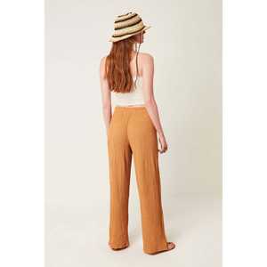 Pantalon large décontracté pour femme, tissu tissé texturé respirant, taille XL, pantalon habillé avec fermeture élastique à la taille, lavage coloré - Product Image 4