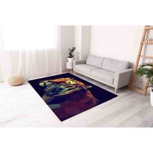 Tapis imprimé avec illustration de tigre : design moderne en chenille 3D pour loft, tapis en velours - Product Image 3