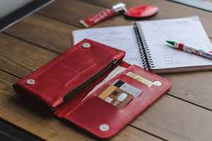 Grand portefeuille porte-cartes en cuir véritable rétro minimaliste avec fermeture ouverte LWM-0302 style vintage pour femme - Product Image 2