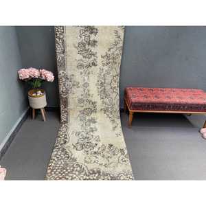 Tapis turc 2,8x9,3 pi (86x282 cm), tapis oriental vintage brun - Product Image 1