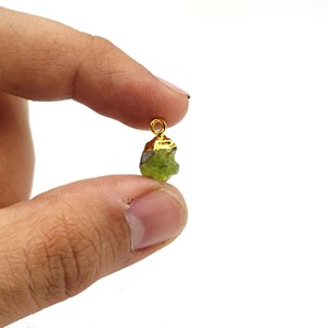 RATNARACHIT Handmade Raw Peridot Pendant August Birthstone Drop <b>Charms</b> <b>for</b> Necklace & <b>Bracelet</b> Jewelry Making Supplies - Product Image 5