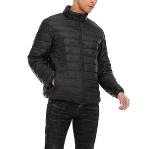 Veste bouffante zippée de couleur noire unie de haute qualité avec logo personnalisé tissu respirant rembourrage en coton vestes pour hommes à bulles de grande taille - Product Image 3
