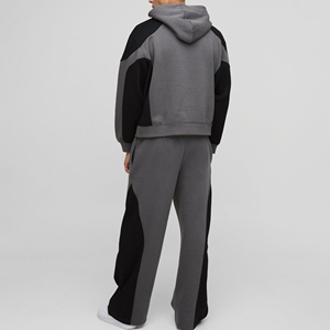 Survêtement évasé lavé à l'acide de haute qualité Ensemble de survêtements pour hommes sérigraphiés personnalisés Survêtement OEM lourd 2 panneaux 100% coton - Product Image 4