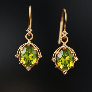 925 boucles d'oreilles en argent Sterling massif pour femmes et filles péridot pierres précieuses mode boucles d'oreilles en argent - Product Image 4