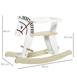 HOMCOM Caballo Balancín Blanco Clásico para Niños 1-3 Años 68x26,5x48cm MDF Madera de Álamo Montar EN EL Borde del Juguete Asas Modelo de Reposapiés - Product Image 3