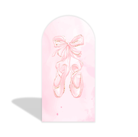 Toile de fond personnalisée pour arche de fête d'anniversaire sur le thème de la ballerine avec nœud rose pour la décoration de fête