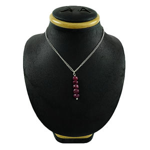 Dainty Anniversary Gift for Woman 925 Sterling Silver Ruby Gemstone Classic Necklace <b>Jewelry</b> for Her <b>Family</b> Birthstone Necklaces - Product Image 1