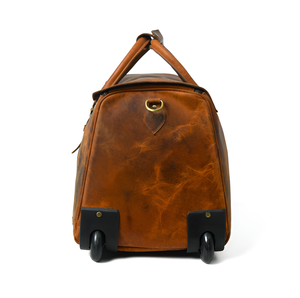 Bolsa de Viaje con Ruedas de Cuero Genuino Vintage, Bolsa de Viaje con Ruedas, Gran Capacidad, Equipaje Portátil, Ligero y Plegable - Product Image 4