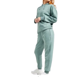 Ensemble de survêtement athlétique sur mesure de haute qualité coupe ample motif solide à capuche et pantalon de survêtement vêtements de sport pour femmes d'hiver - Product Image 5