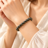 Bracelet de perles facettées en chalcopyrite, style cristal métallique foncé, bijou extensible pour poignet, pour femmes et hommes, cadeau, vente en gros, commandes personnalisées