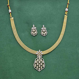 Ensemble pendentif Cz classique avec 2 tons de rhodiage bijoux de mode pour les femmes en gros de l'Inde - Product Image 1