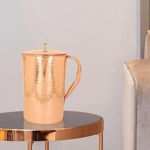 New Arrival Top Creative Design Pure Copper Hammered <b>Water</b> Drinking Container <b>Jug</b> Pitcher <b>With</b> <b>Lid</b> Brass Knob For Home Tableware - Product Image 6