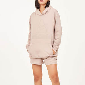 Ensemble de sweat-shirts et shorts pour femmes, design personnalisé, hiver, uni, décontracté, couleur personnalisée, respirant, écologique, ensemble de 2 pièces - Product Image 5