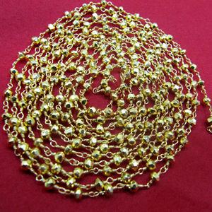 Latón de pirita Dorada 3-4mm Rondelle cuentas facetadas Rosario Cadena de cuentas envuelta en alambre para la fabricación de joyas - Product Image 1