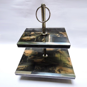 Soporte de pastel de mármol de último diseño, forma redonda, nivel 2, decoración al por mayor, soporte de metal, plato de mármol en venta directa de fábrica - Product Image 3