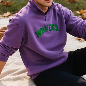 2026 Factory Custom <b>1</b>/<b>2</b> Zipper Stand Neck Vintage Men's Heavyweight <b>Sweatshirts</b> Heavyweight Oversize Casual Hoodies for Men's - Product Image 2