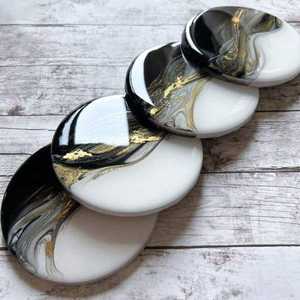 Artistic resin <b>coaster</b> set with metallic <b>gold</b> leaf finish handmade epoxy mats ideal for modern home table and decorative gifts - Product Image 6