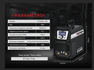 LEVIN ECOARC 140A Nuova Saldatrice ad Arco Inverter MMA Certificata CE/EMC/ROHS per Materiali in Acciaio - Product Image 5