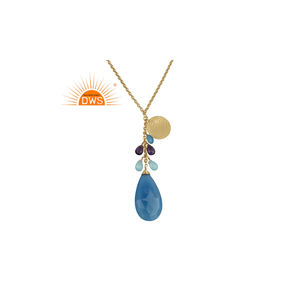 สร้อยคอจี้อัญมณีหลากสีชุบทอง18K ดีไซน์ทำด้วยมือล่าสุด - Product Image 1