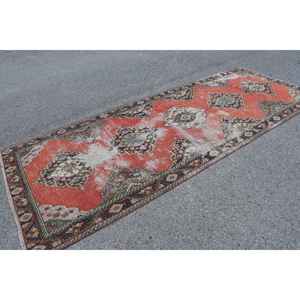 Tapis turc vintage 4,7x12,1 pi (142x370 cm), tapis floral rouge et noir - Product Image 2