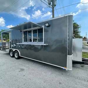 Remorque de cuisine mobile 4,8 m en aluminium avec double essieu tandem, compartiments isolés, utilisation extérieure + livraison gratuite - Product Image 1