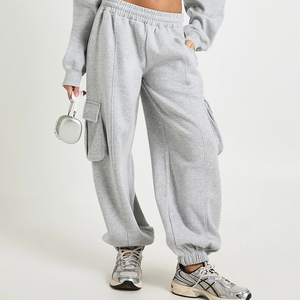 Ensemble de survêtement pour femmes de haute qualité avec manches longues, prix de gros pour les commandes en gros, couleur unie/poche cargo - Product Image 2