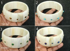 Pulsera de cuerno de búfalo hecha a mano antigua, artesanía india, brazaletes de diseño antiguo con joyas para mujer, accesorios de moda - Product Image 2