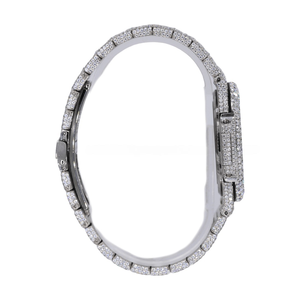 Montre analogique pour hommes et femmes, montre chronographe de luxe en diamant et argent, élégante, unisexe, en acier inoxydable, cadeau pour lui ou pour elle - Product Image 2