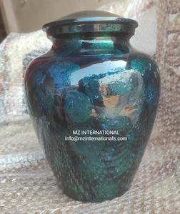 Hermosas urnas de aluminio azul con diseño solar para adultos - Product Image 1