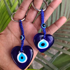 พวงกุญแจแก้วรูปหัวใจลายตาปีศาจวงกลมสีฟ้า ขนาดสั่งทำได้ สำหรับเป็นของขวัญ ขายส่ง - Product Image 1