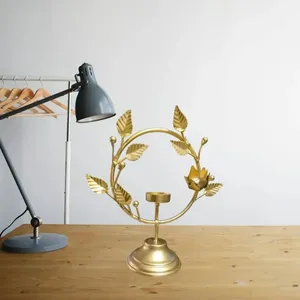 Leaf Deco Pillar <b>Circle</b> Candle Holder Small Metal material with Best Quality T- <b>lights</b> For Decorative Home Hotel Restaurant - Product Image 1