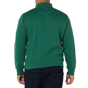 Sweat-shirt à demi-fermeture éclair avec logo de broderie pour hommes, personnalisé en usine, de couleur unie - Product Image 3